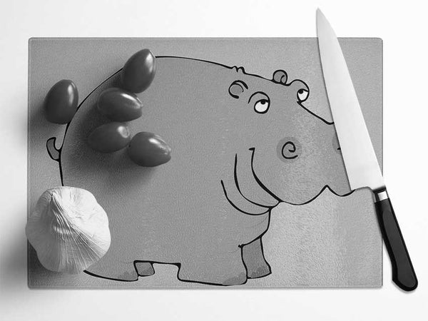 Big Fat Hippo Lilac Glass Chopping Board