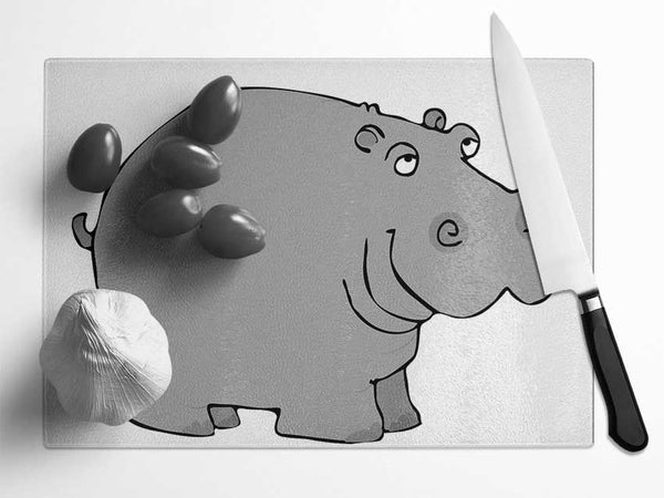 Big Fat Hippo White Glass Chopping Board