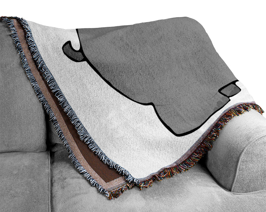 Big Fat Hippo White Woven Blanket