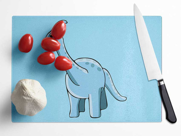 Big Funny Dinosaur Baby Blue Glass Chopping Board