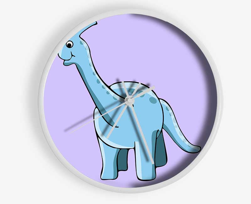 Big Funny Dinosaur Lilac Clock - Wallart-Direct UK