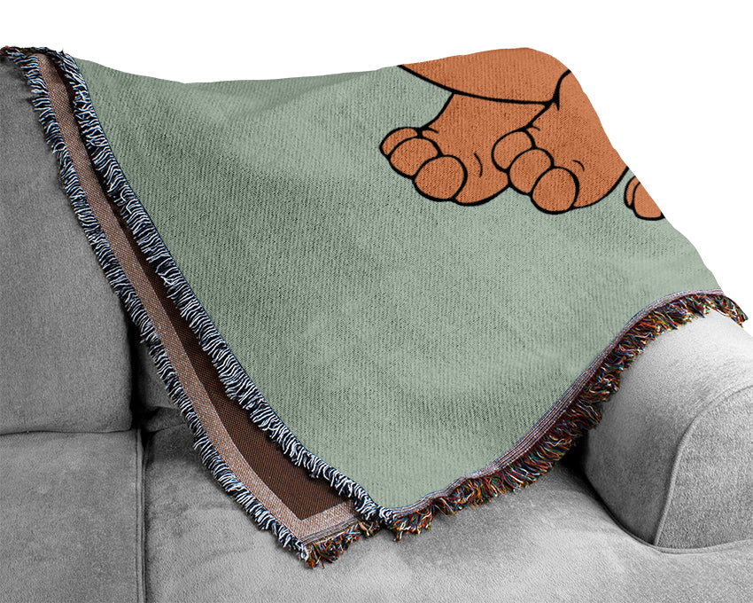 Big Happy Dinosaur Baby Blue Woven Blanket