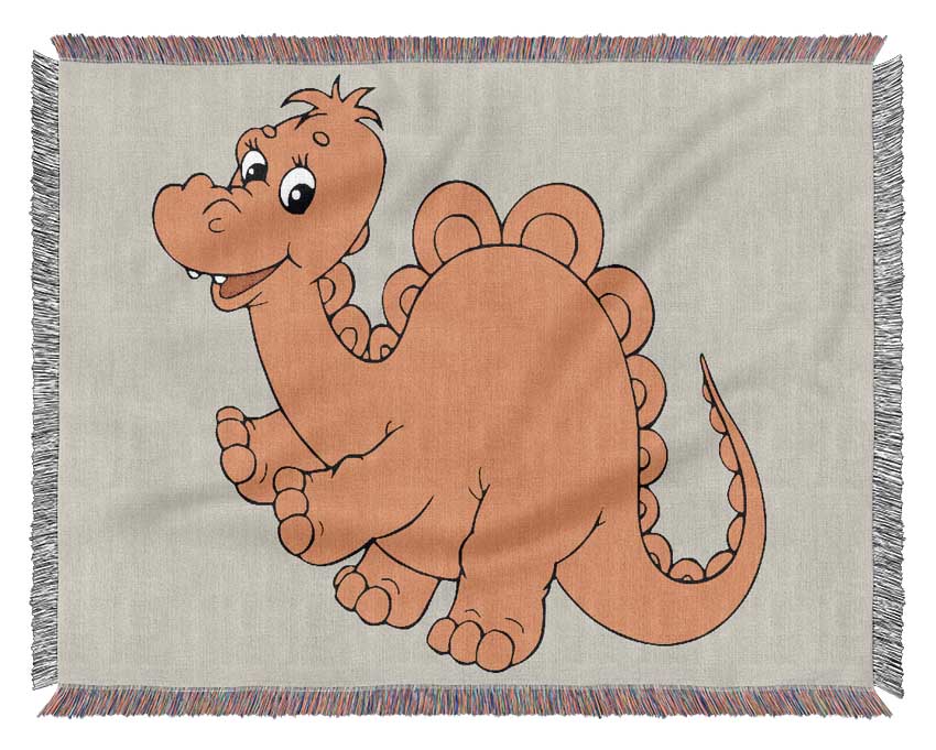 Big Happy Dinosaur Lilac Woven Blanket