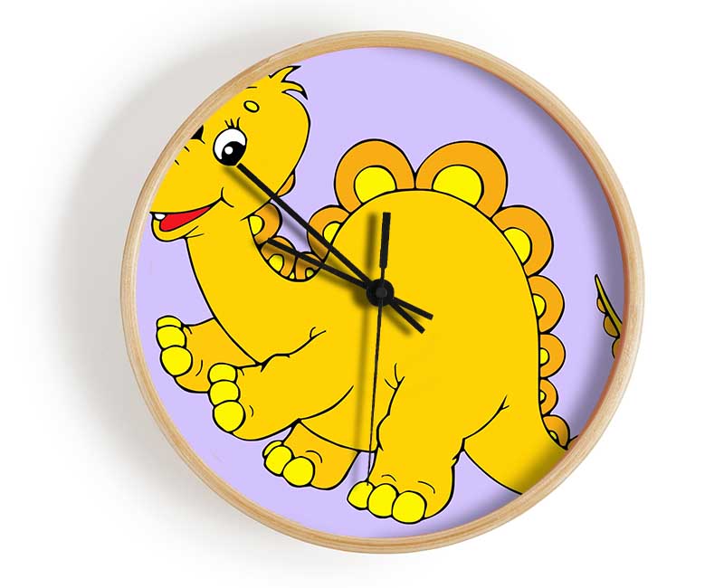 Big Happy Dinosaur Lilac Clock - Wallart-Direct UK