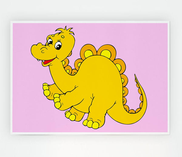 Big Happy Dinosaur Pink Print Poster Wall Art