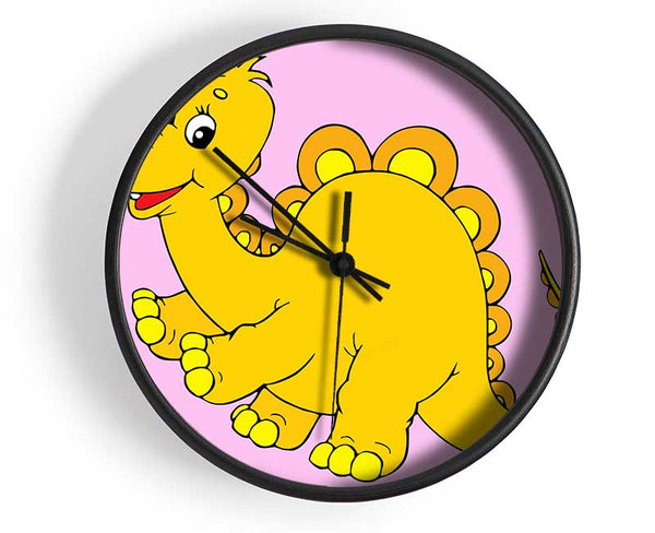 Big Happy Dinosaur Pink Clock - Wallart-Direct UK