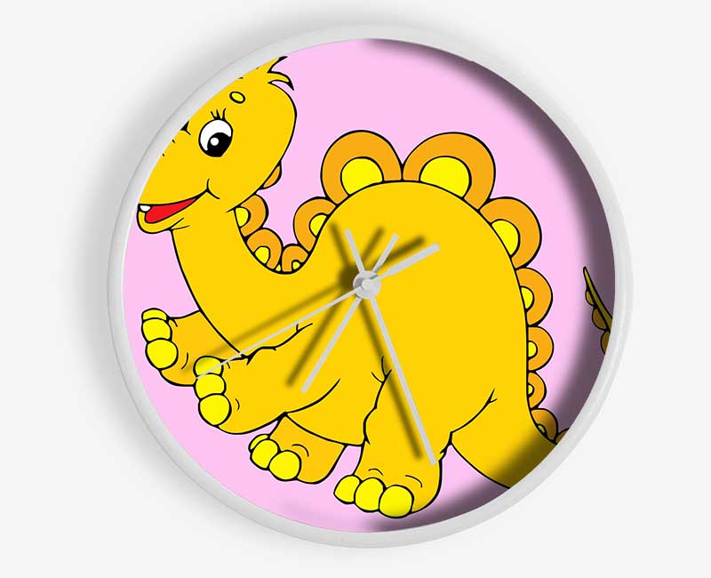 Big Happy Dinosaur Pink Clock - Wallart-Direct UK