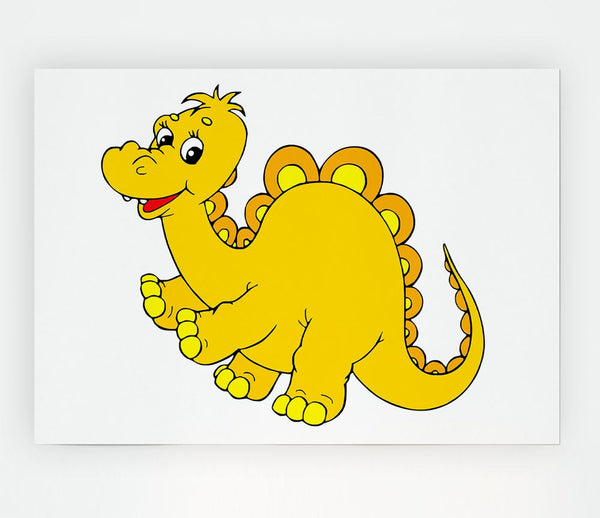 Big Happy Dinosaur White Print Poster Wall Art