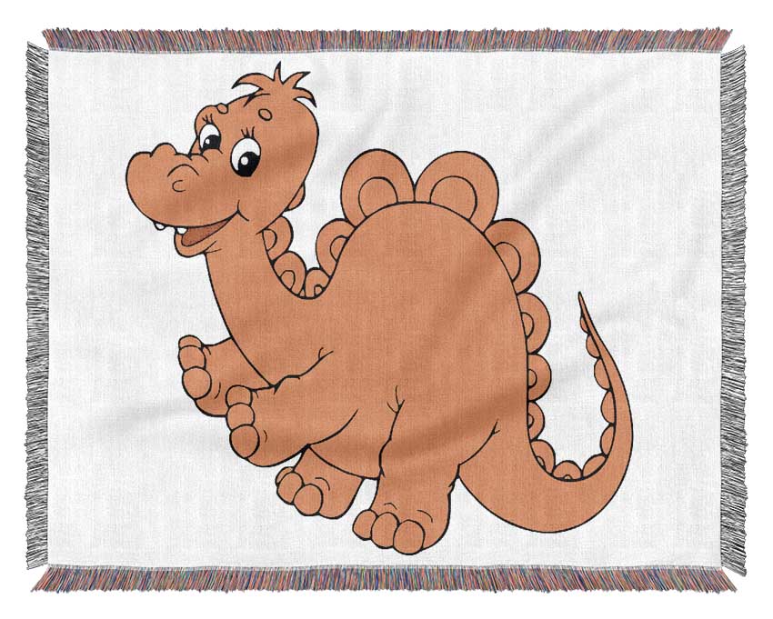 Big Happy Dinosaur White Woven Blanket