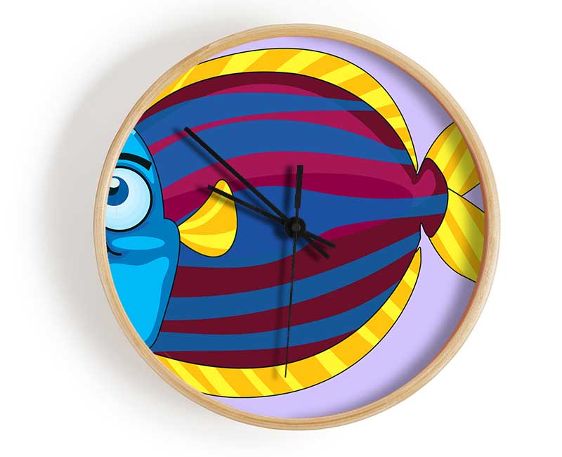 Big Happy Fish Lilac Clock - Wallart-Direct UK