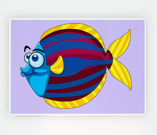 Big Happy Fish Lilac Print Poster Wall Art