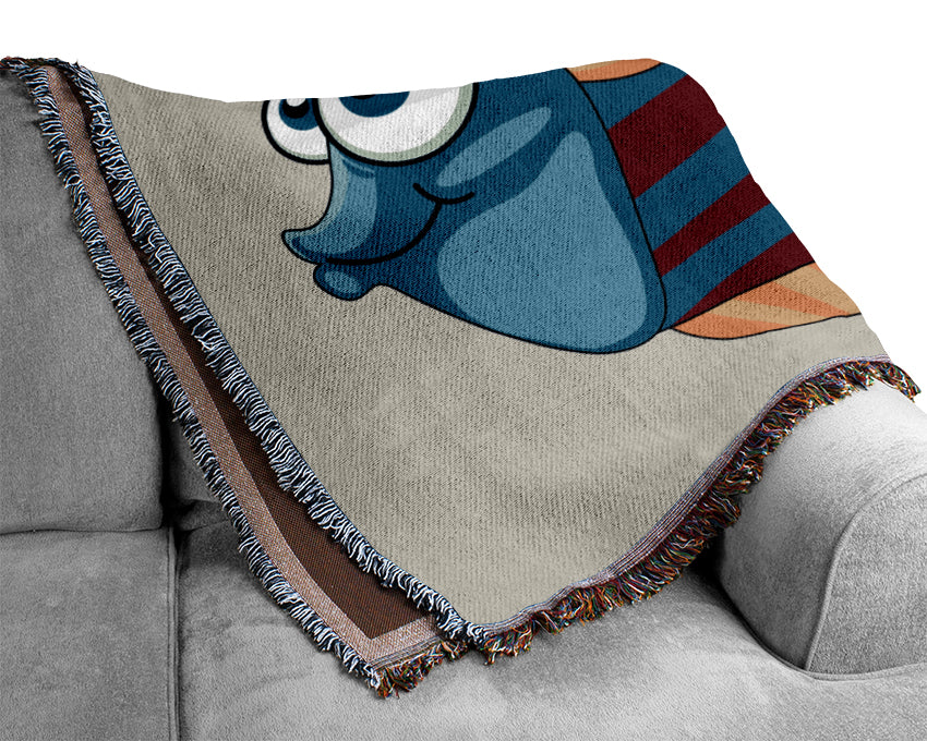 Big Happy Fish Lilac Woven Blanket