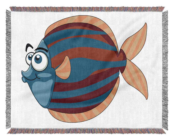 Big Happy Fish White Woven Blanket