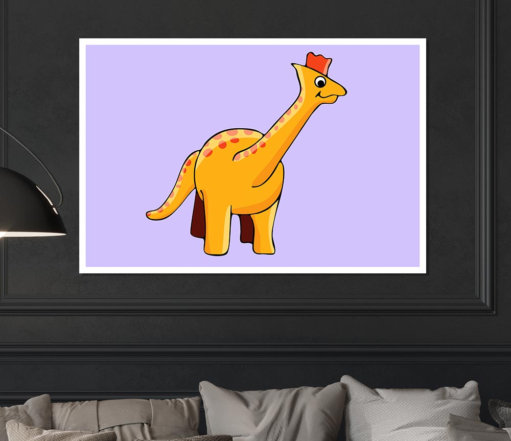 Big Herbivore Dinosaur Long Neck Lilac Print Poster Wall Art