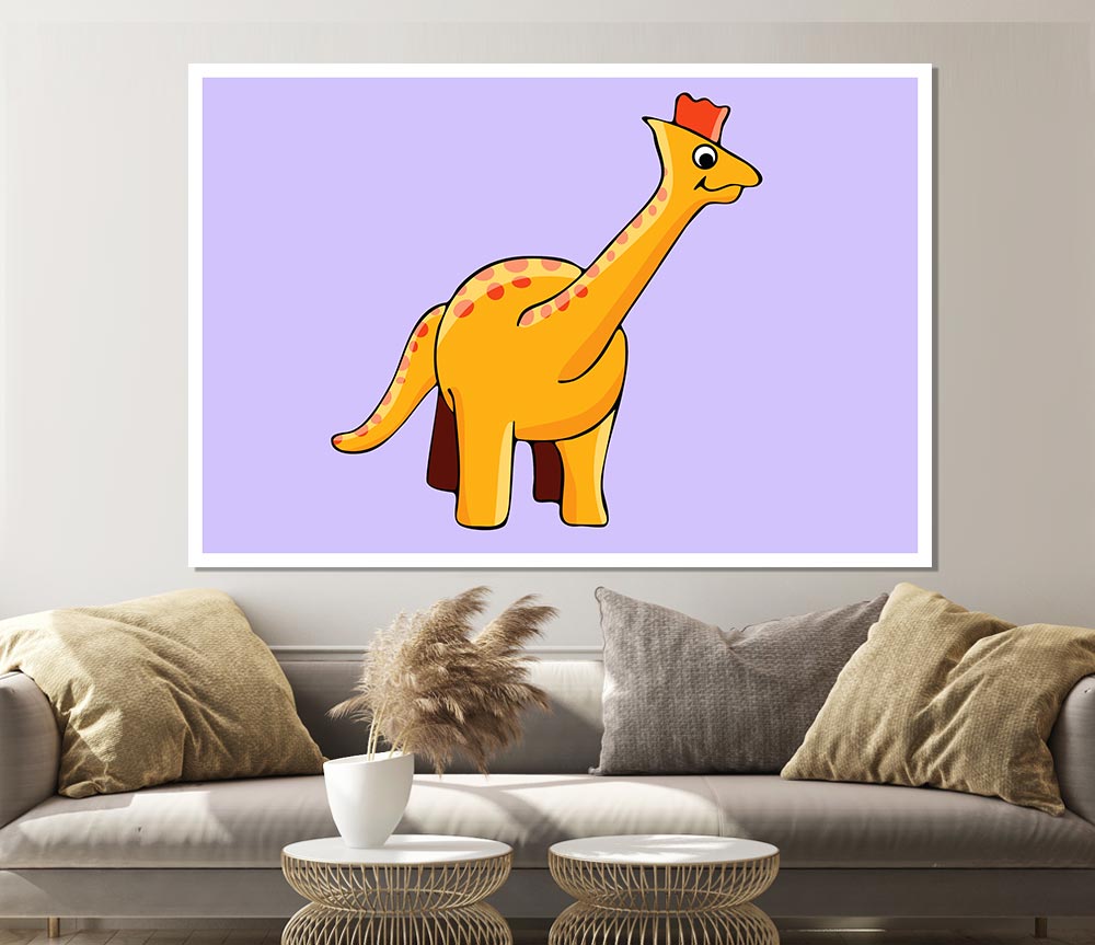 Big Herbivore Dinosaur Long Neck Lilac Print Poster Wall Art