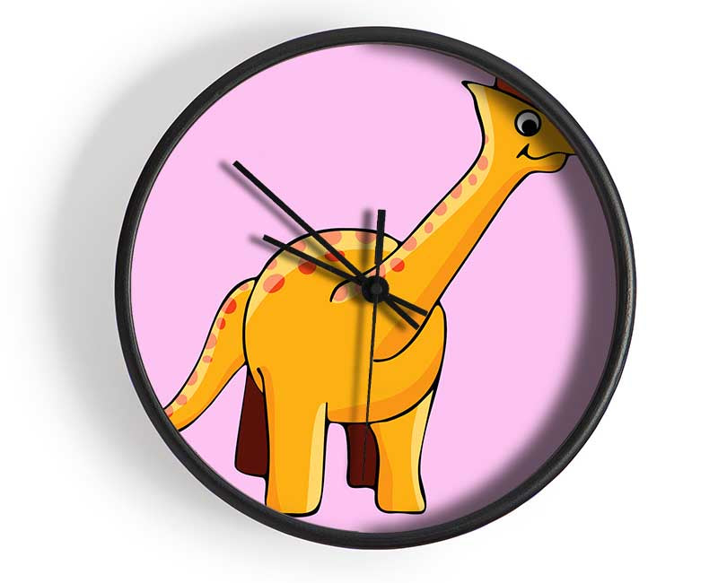 Big Herbivore Dinosaur Long Neck Pink Clock - Wallart-Direct UK