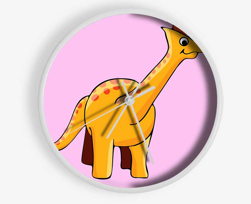 Big Herbivore Dinosaur Long Neck Pink Clock - Wallart-Direct UK