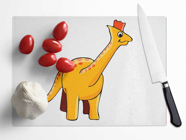 Big Herbivore Dinosaur Long Neck White Glass Chopping Board