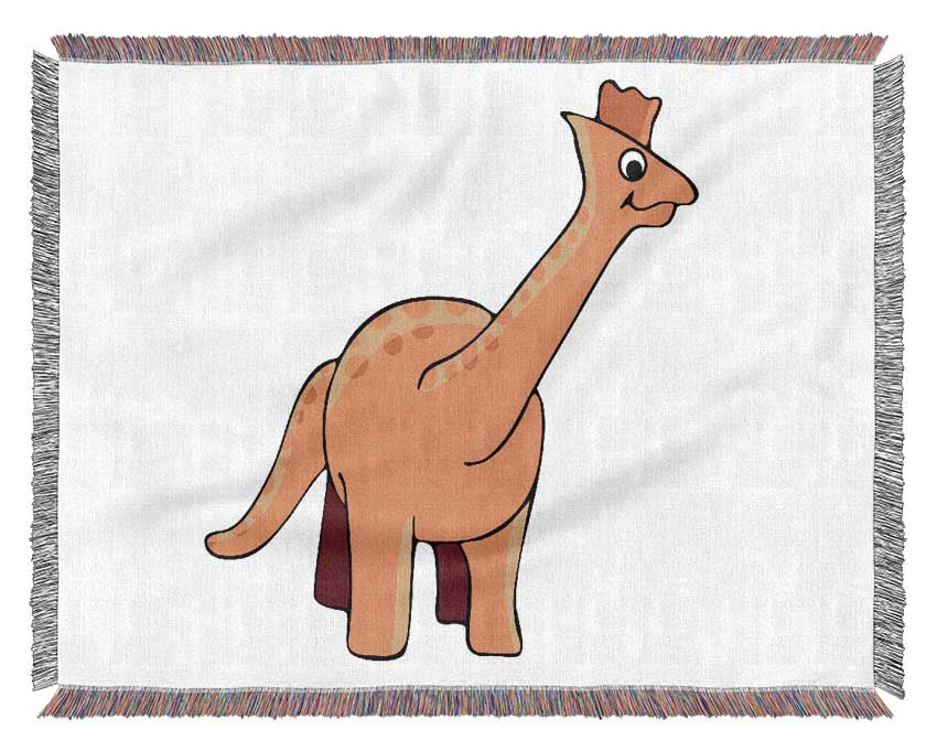 Big Herbivore Dinosaur Long Neck White Woven Blanket