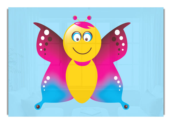 Butterfly Cartoon Face Baby Blue