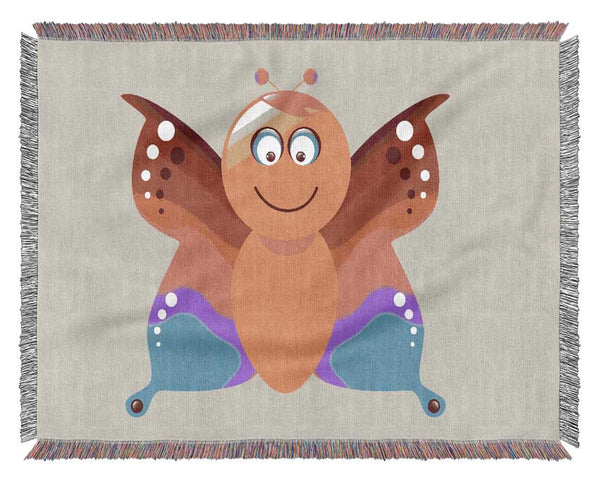 Butterfly Cartoon Face Lilac Woven Blanket