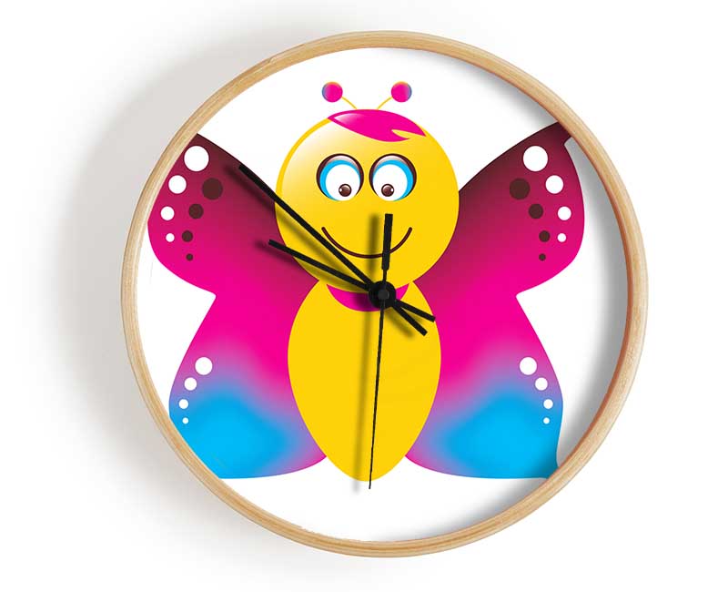 Butterfly Cartoon Face White Clock - Wallart-Direct UK