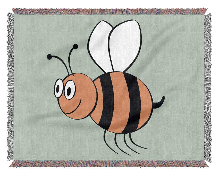 Buzzing Bee Baby Blue Woven Blanket