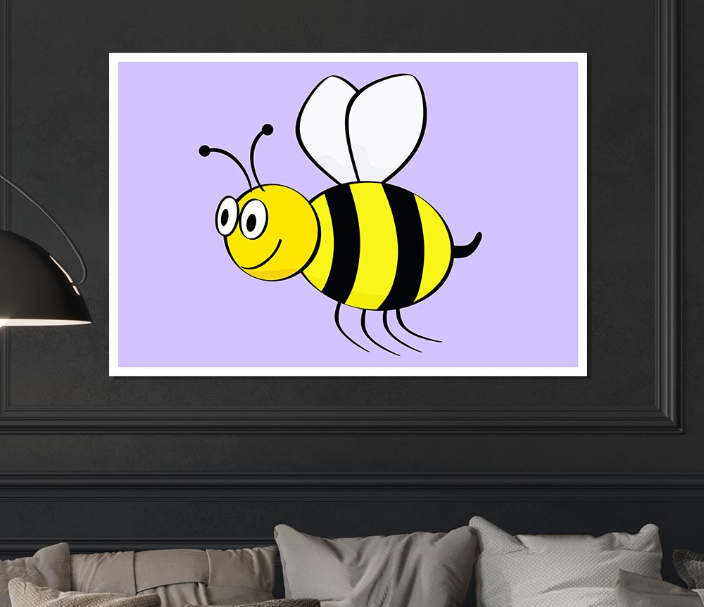 Buzzing Bee Lilac Print Poster Wall Art