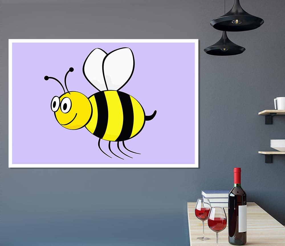 Buzzing Bee Lilac Print Poster Wall Art