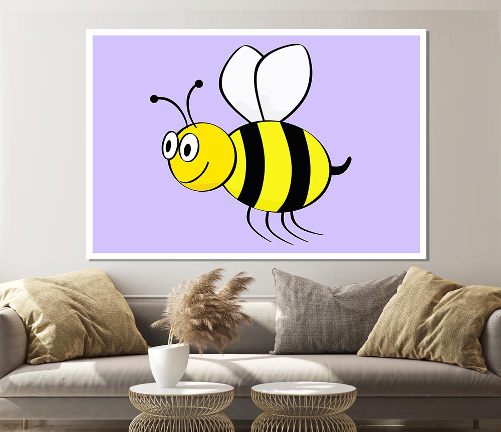 Buzzing Bee Lilac Print Poster Wall Art