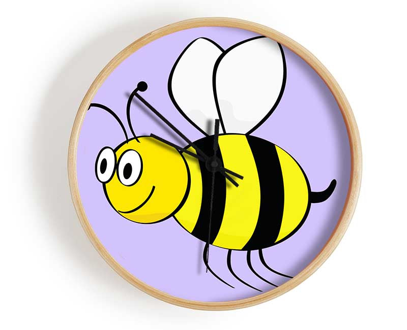 Buzzing Bee Lilac Clock - Wallart-Direct UK