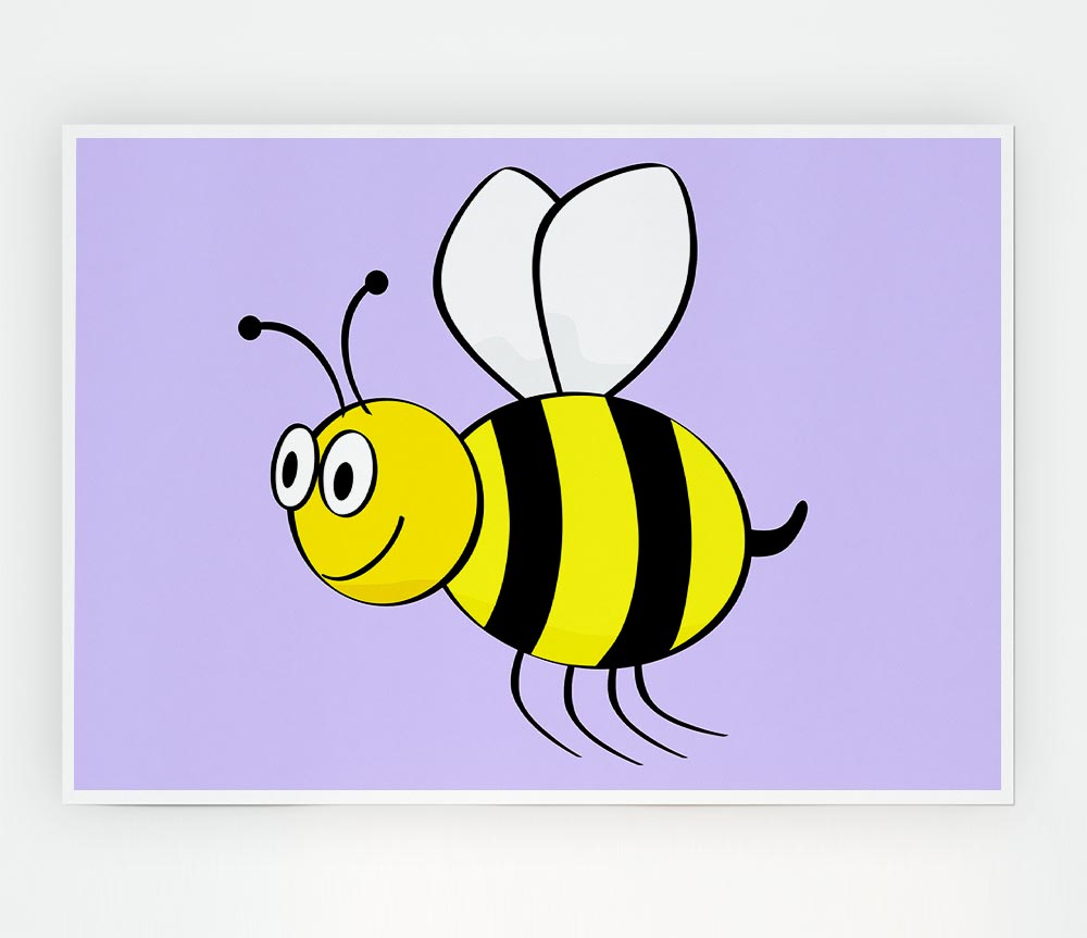 Buzzing Bee Lilac Print Poster Wall Art