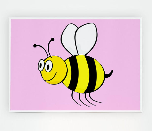 Buzzing Bee Pink Print Poster Wall Art