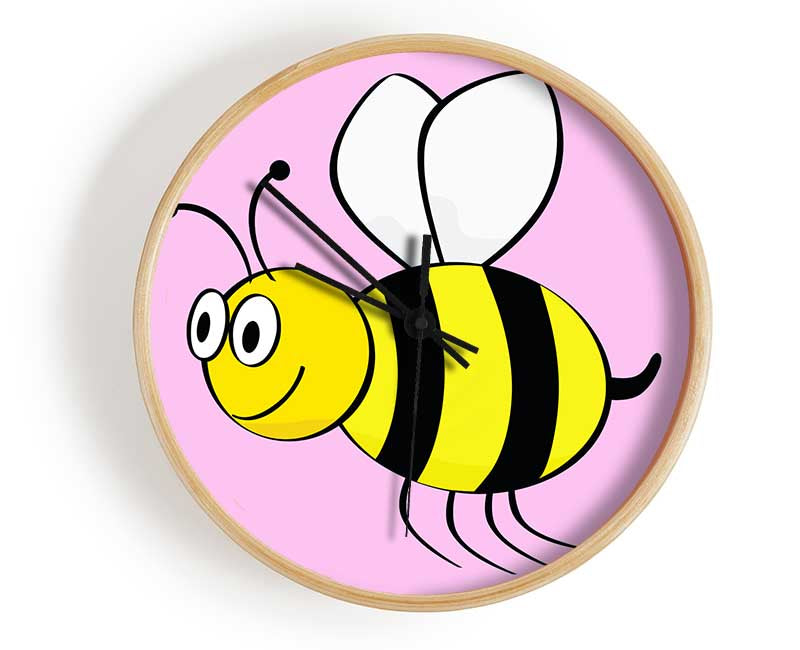 Buzzing Bee Pink Clock - Wallart-Direct UK