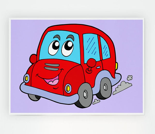 Car With Face Smokey Lilac Print Poster Wall Art