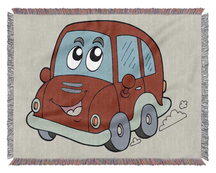 Car With Face Smokey Lilac Woven Blanket