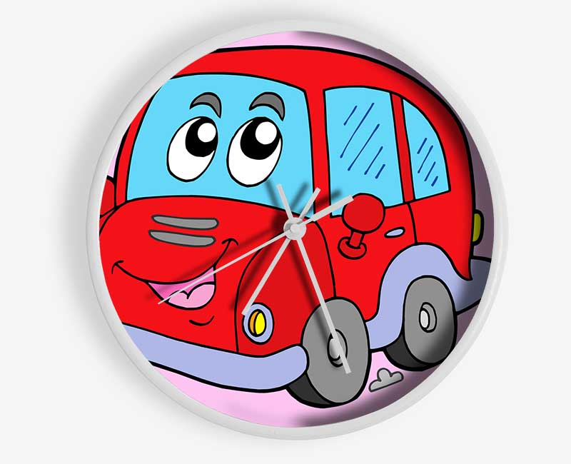 Car With Face Smokey Pink Clock - Wallart-Direct UK