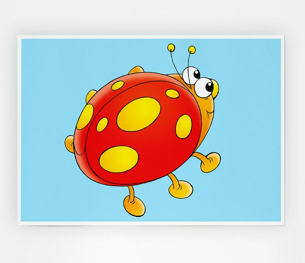 Cartoon Ladybug Baby Blue Print Poster Wall Art