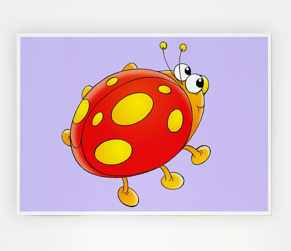 Cartoon Ladybug Lilac Print Poster Wall Art