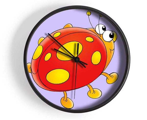 Cartoon Ladybug Lilac Clock - Wallart-Direct UK