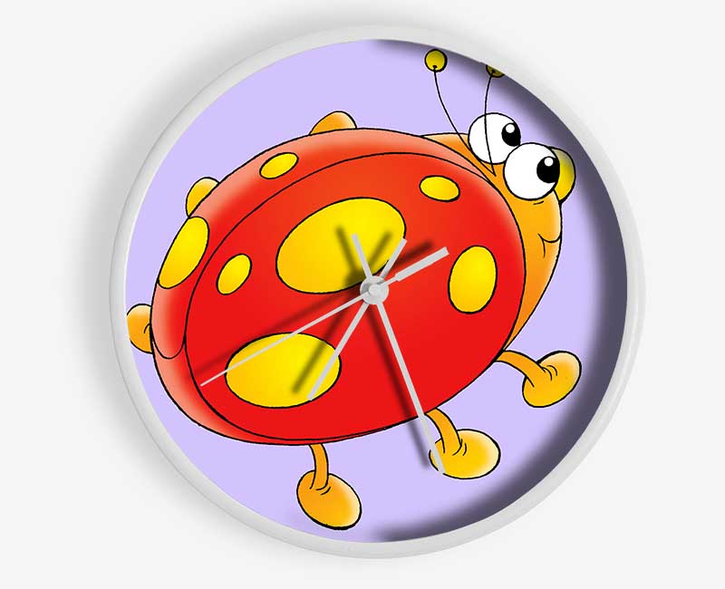 Cartoon Ladybug Lilac Clock - Wallart-Direct UK