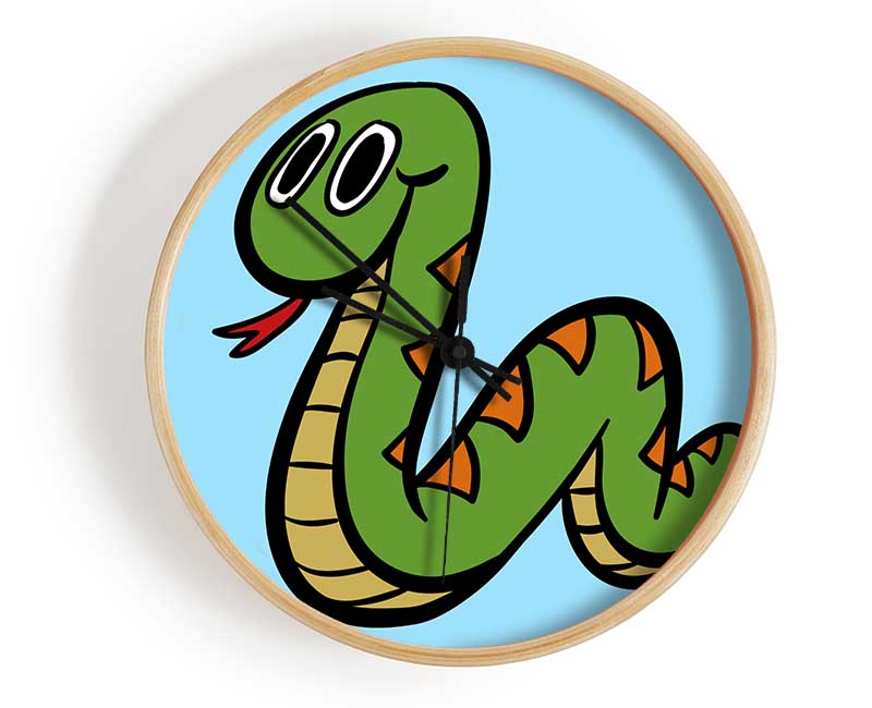 Cartoon Snake Baby Blue Clock - Wallart-Direct UK