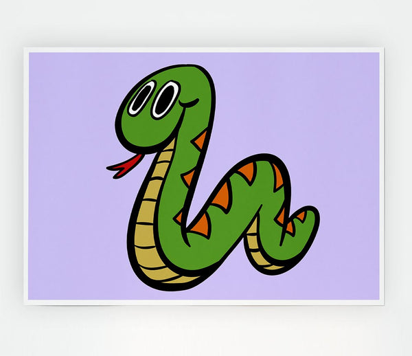 Cartoon Snake Lilac Print Poster Wall Art