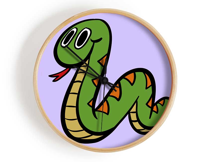 Cartoon Snake Lilac Clock - Wallart-Direct UK