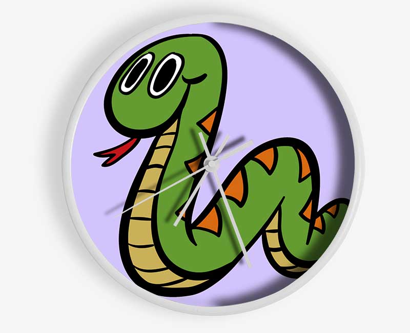 Cartoon Snake Lilac Clock - Wallart-Direct UK