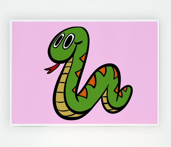 Cartoon Snake Pink Print Poster Wall Art