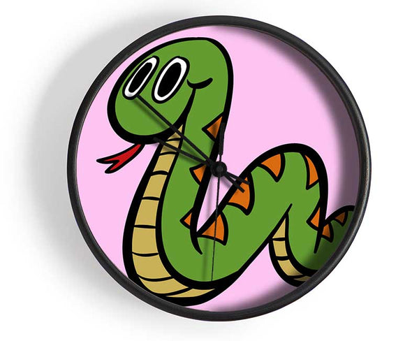 Cartoon Snake Pink Clock - Wallart-Direct UK