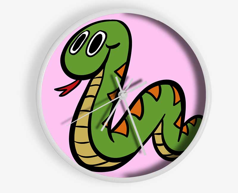 Cartoon Snake Pink Clock - Wallart-Direct UK