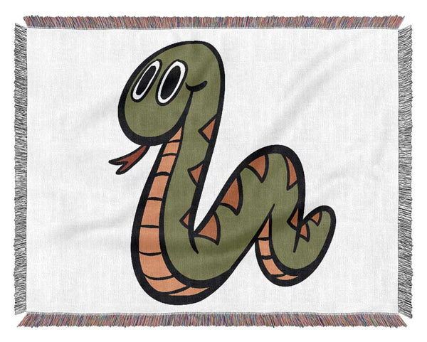 Cartoon Snake White Woven Blanket