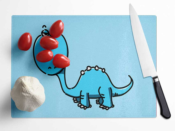 Dinosaur Not Impressed Baby Blue Glass Chopping Board